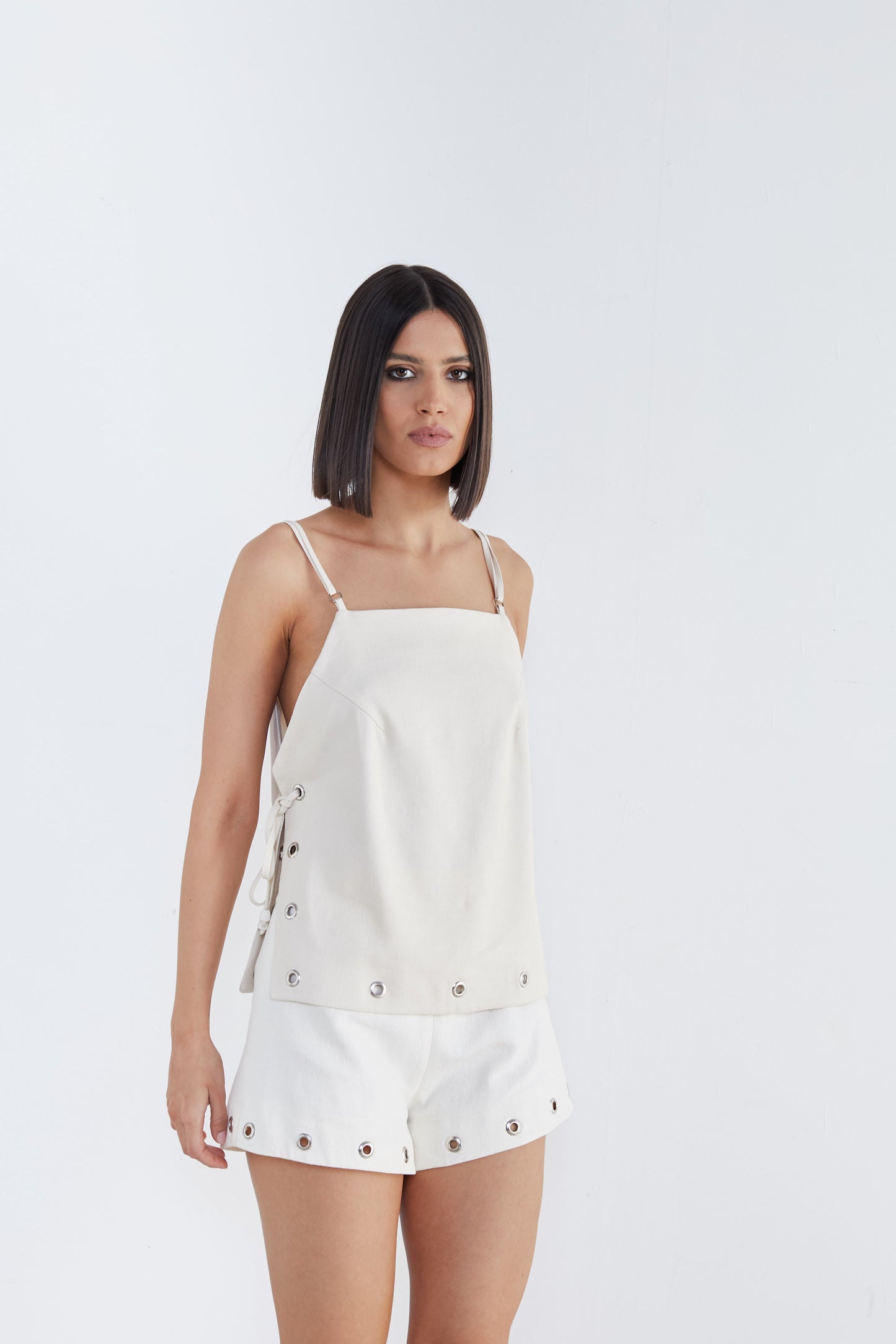 Crisp Elegance: White Cut-Out Top