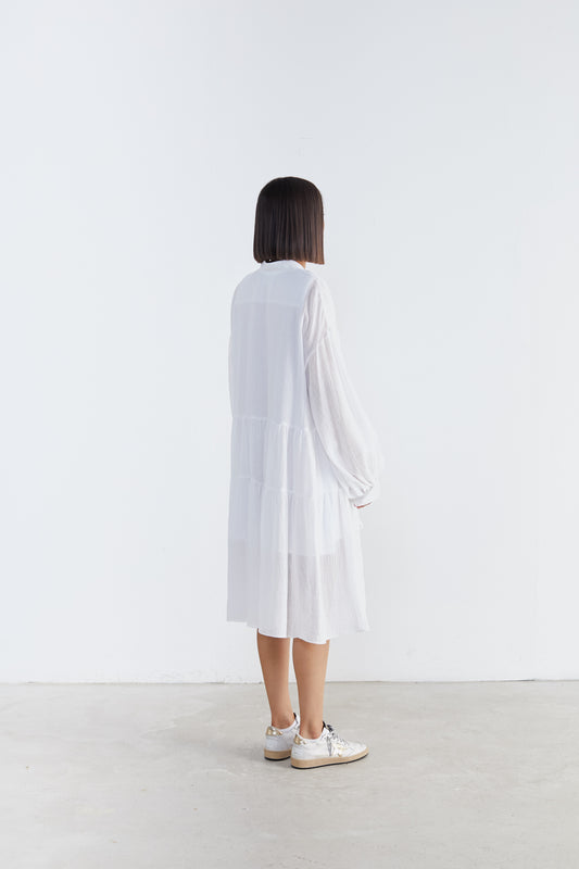 Airy Charm: Sheer White Linen Dress