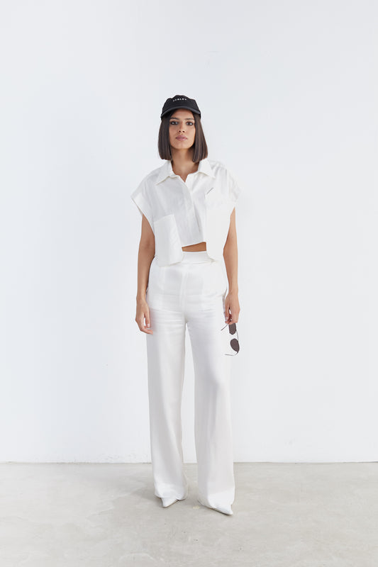 Relaxed Ease: White Comfort Pants