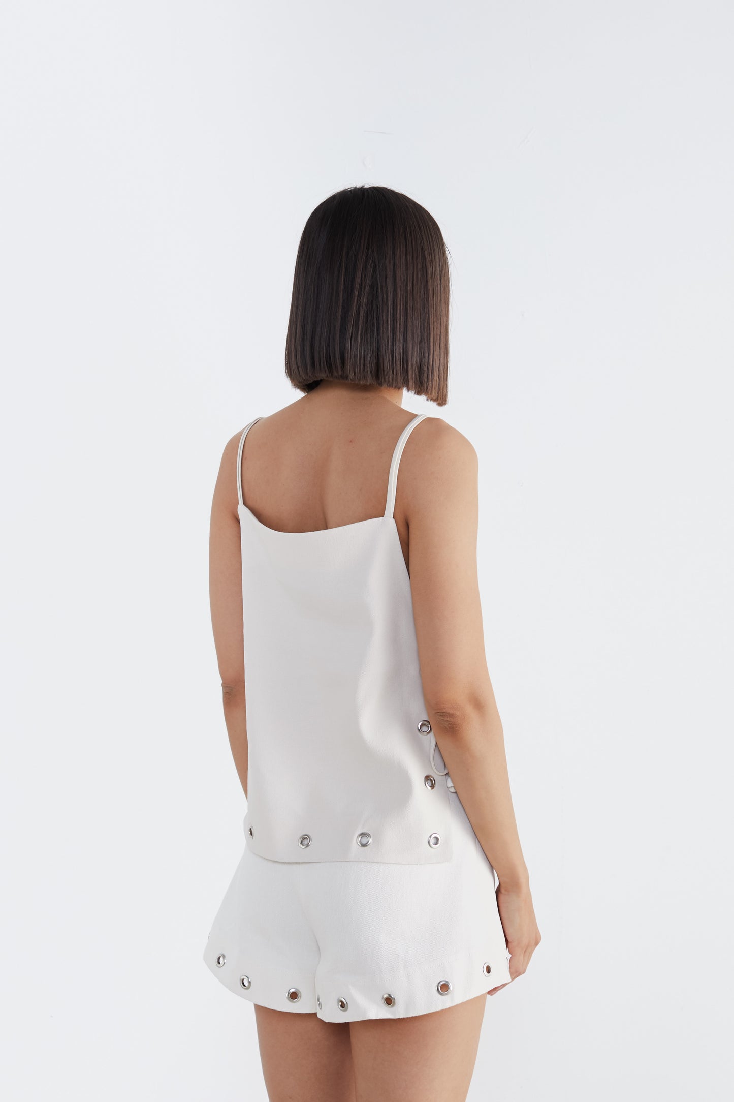 Crisp Elegance: White Cut-Out Top