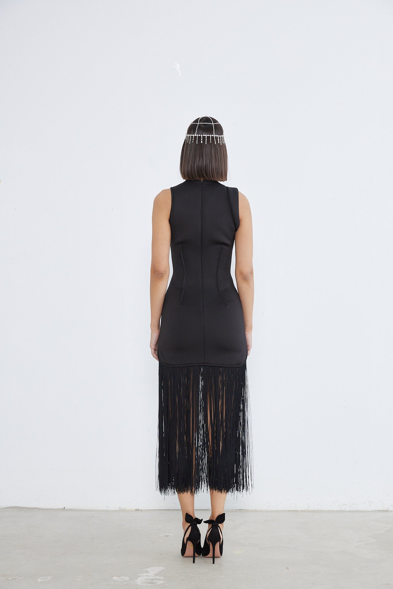 Eva - Chic Noir Fringe Dress