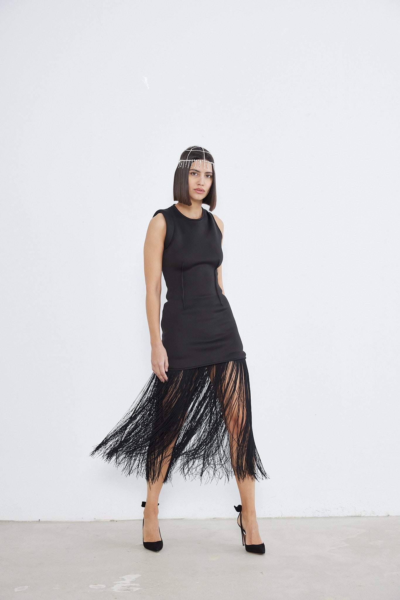 Eva - Chic Noir Fringe Dress