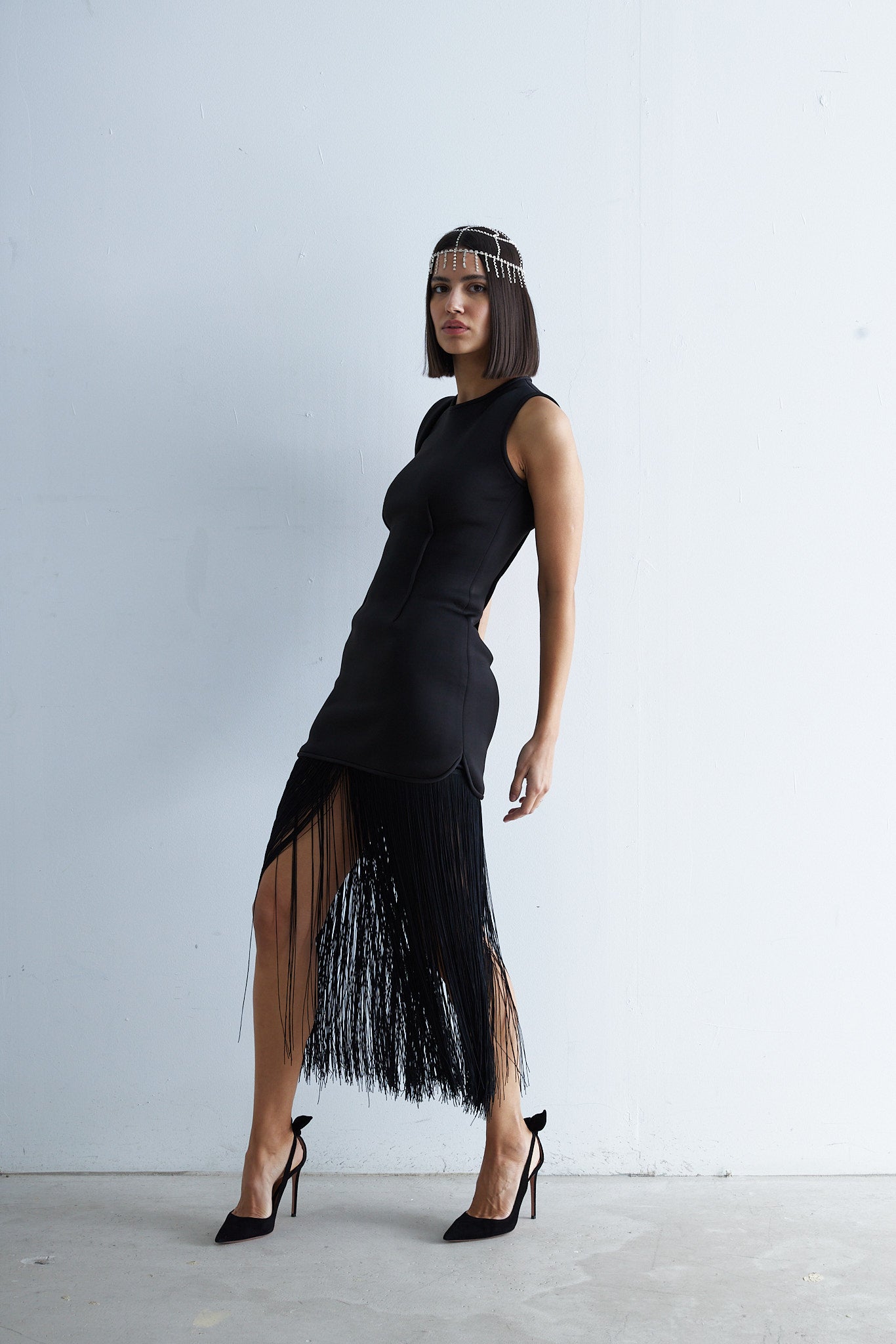 Eva - Chic Noir Fringe Dress