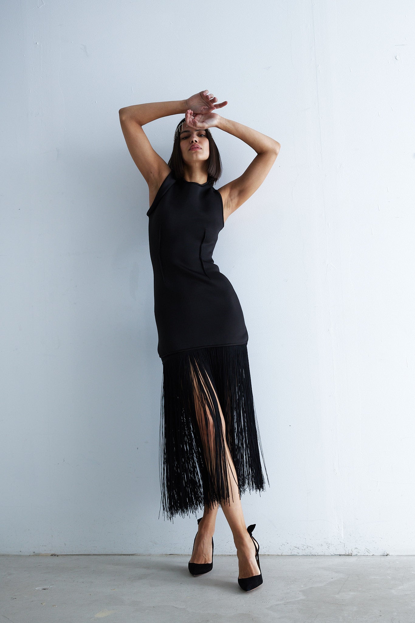 Eva - Chic Noir Fringe Dress